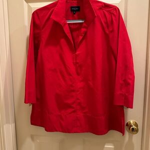 Tuckernuck Avon Lane Red Popover Top Dressy Faille Fabric Medium